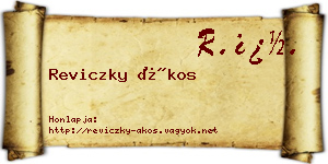 Reviczky Ákos névjegykártya